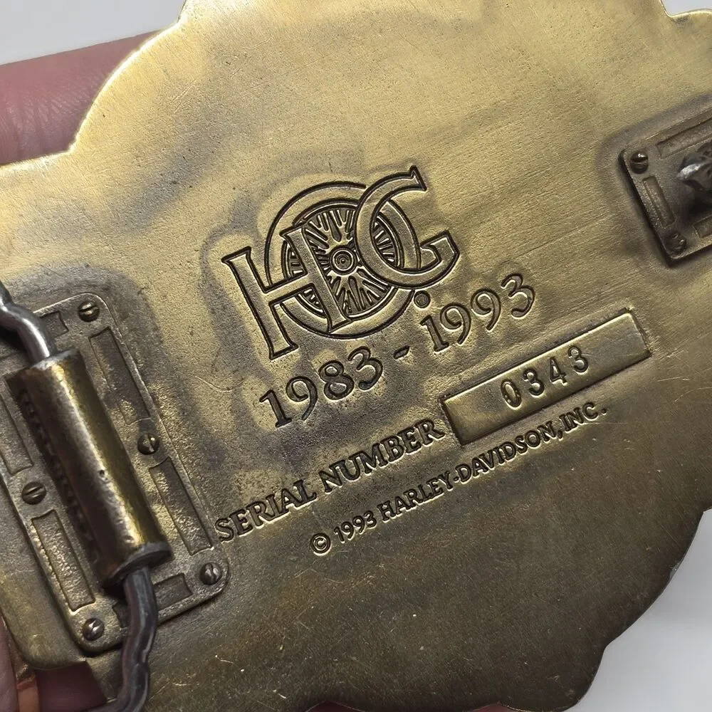 Harley-Davidson HOG 10th Anniversary (1983-1993) Brass Belt Buckle Serial #0343